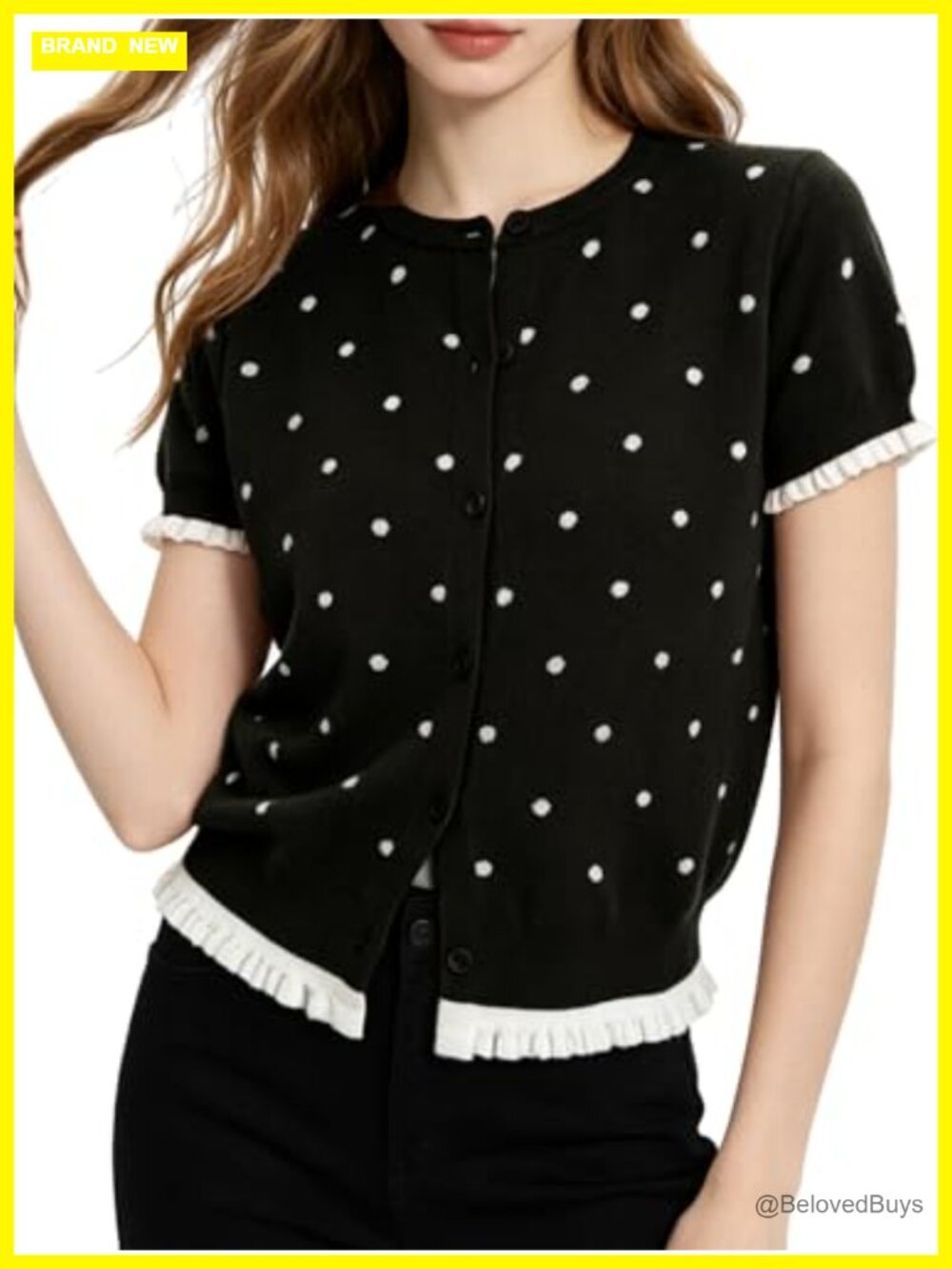 Women's Summer Ribbed Knit Button Down Cardigan Short Sleeve Sweater